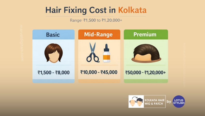 Hair fixing cost comparison chart showing price ranges in Kolkata.