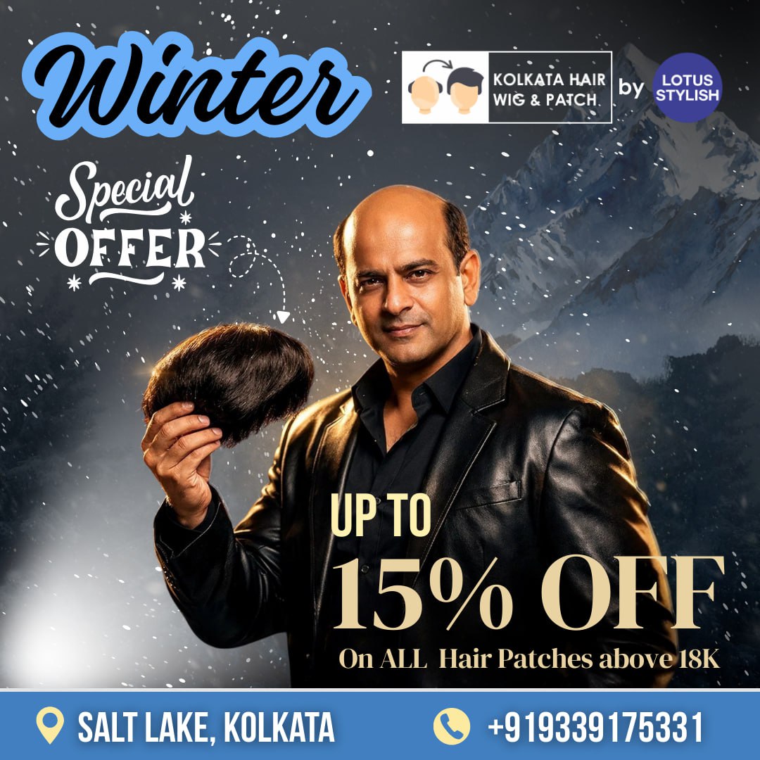 Winter Season offer of 15 % off on hair wigs for men in salt lake city kolkata