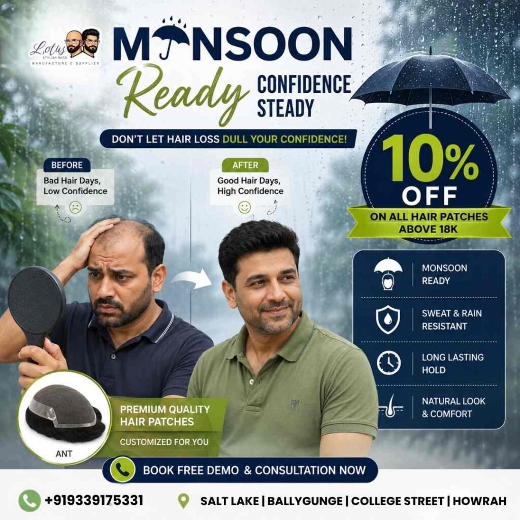 Monsoon Special: 10% off on hair wigs and hair patch in Salt Lake Kolkata
