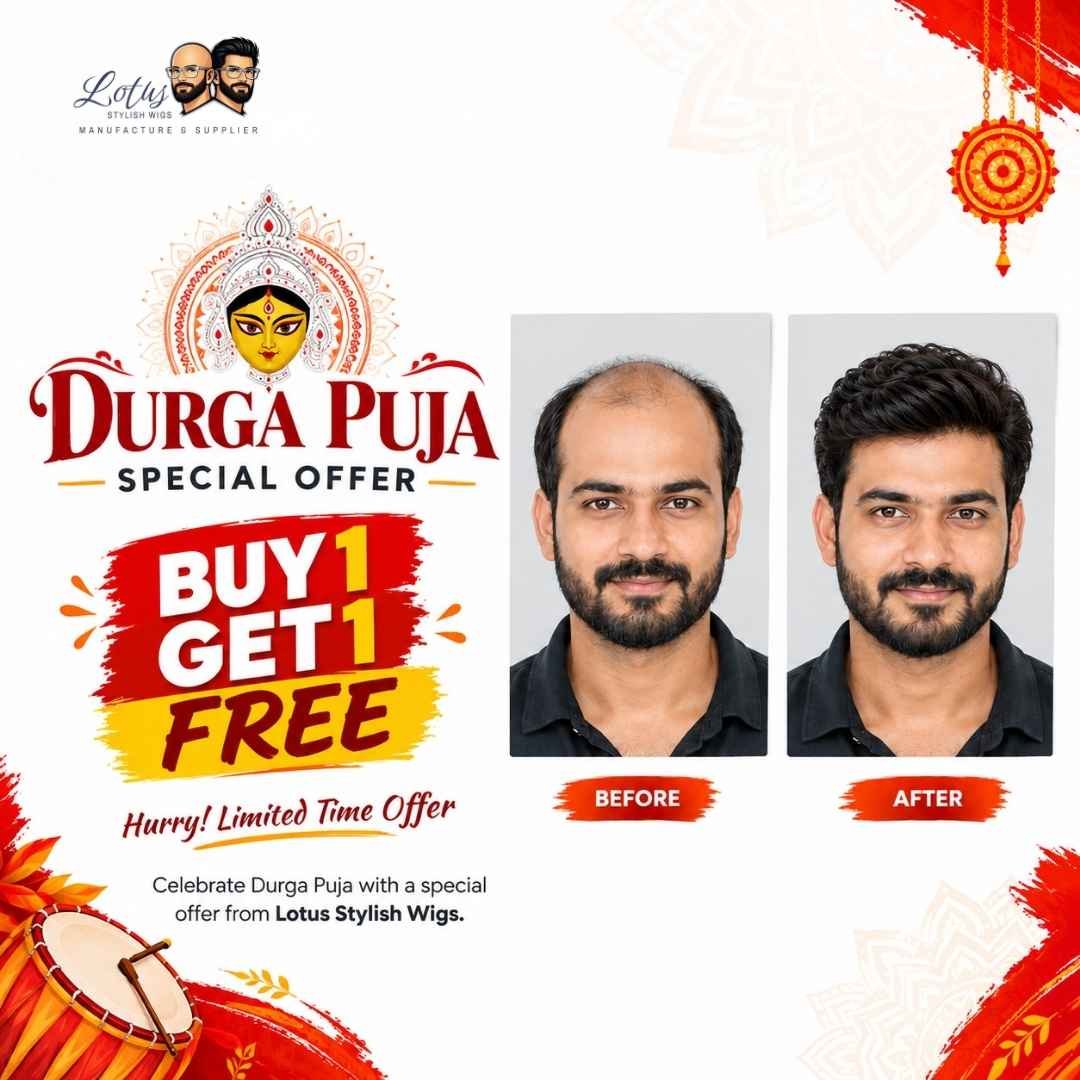 Durga Puja Special Buy 1 Get 1 Free Offer on hair wigs and hair patch in Salt Lake Kolkata